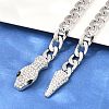 Alloy Rhinestone Snake Cuban Link Chain Necklaces for Women WGC9FDE-04-5