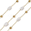 Handmade 304 Stainless Steel ABS Plastic Pearl Beaded Oval Link Chains CHS-L032-01G-01-1