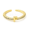 Clear Cubic Zirconia Initial Letter Open Cuff Ring RJEW-H120-09G-F-2