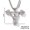 Cool Hip-hop High Street Fashion Brass Crystal Rhinestone Barbell Man Pendant Box Chain Necklaces HY8946-1-1