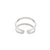 Non-Tarnish 304 Stainless Steel Double Line Open Cuff Ring for Women RJEW-S405-200P-2