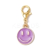 14Pcs 7 Colors Flat Round with Smiling Face Alloy Enamel Pendant Decorations HJEW-JM02585-4