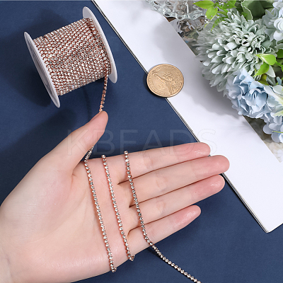 Brass Rhinestone Strass Chains CHC-WH0018-01RG-1
