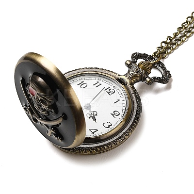 Alloy Glass Pendant Pocket Necklace WACH-S002-16AB-1