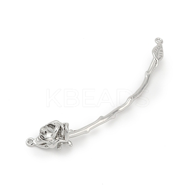 Brass Curved Bar Flower Connector Charms KK-P302-07P-1