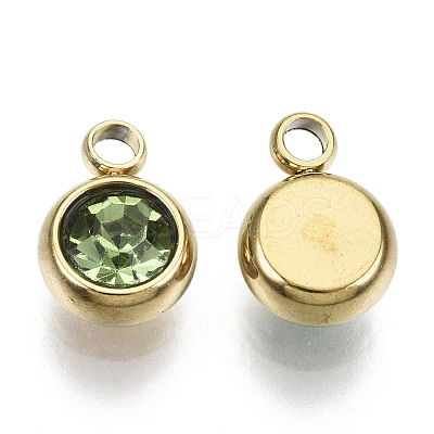 PVD Vacuum Plating 201 Stainless Steel Rhinestone Charms STAS-S068-08G-1