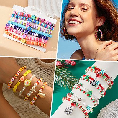 15Strands Handmade Polymer Clay Beads Strands CLAY-PA0001-07C-1