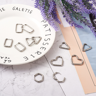 12Pcs 6 Style 303 Stainless Steel Hoop Earrings for Women EJEW-MP0001-01-1