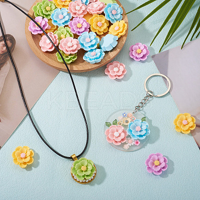 50Pcs 5 Colors 3D Opaque Resin Cabochons RESI-TA0005-02-1