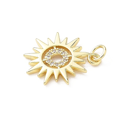 Brass Micro Pave Clear Cubic Zirconia Pendants KK-B141-45G-01-1