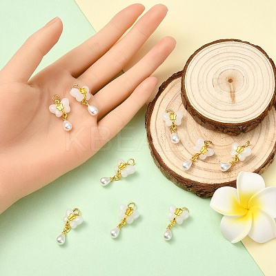 10Pcs Resin & Imitation ABS Pearl Pendants KK-YW0003-56-1