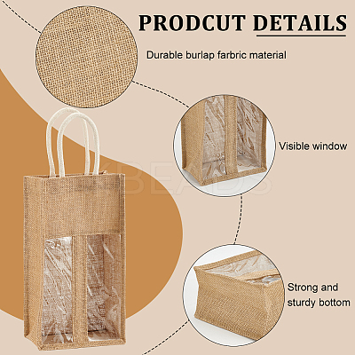 2-Slot Rectangle Linen Wine Storage Bags with Handle ABAG-WH0046-28B-1