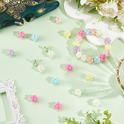 60Pcs Flocking Opaque Acrylic Beads MACR-SC0002-37-1