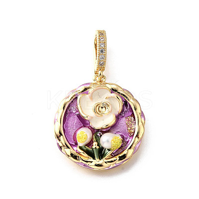 Brass Micro Pave Cubic Zirconia & Enamel Pendants KK-R222-09G-03-1