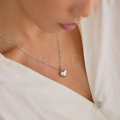 Alloy Heart Pendant Paperclip Chain Necklaces for Women WG28BBE-04-1