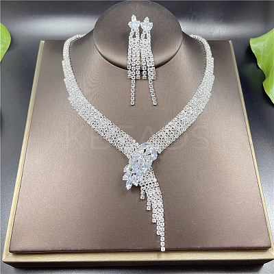 Alloy Rhinestone Bracelets & Earrings & Necklaces & Rings Sets FS-WG5A510-02-1