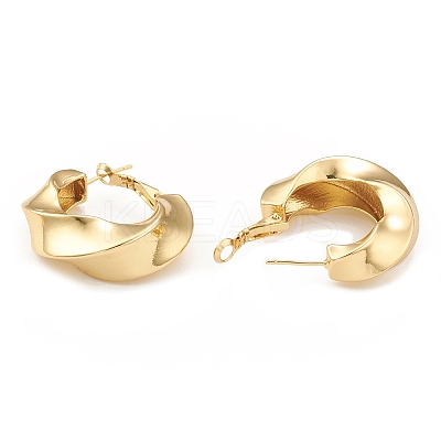 Rack Plating Brass Twist Ring Hoop Earrings for Women EJEW-L231-70G-1