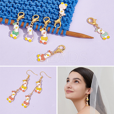 Alloy Enamel Duck Pendant Locking Stitch Markers HJEW-AB00119-1