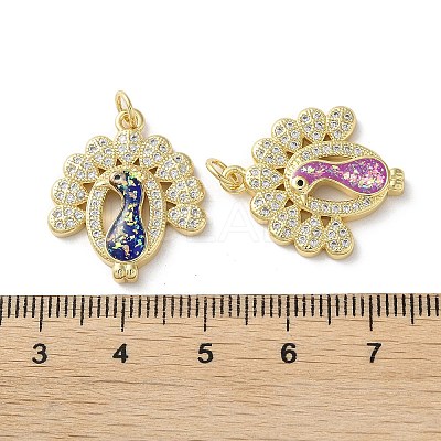 Brass Micro Pave Clear Cubic Zirconia Pendants KK-C045-40G-1