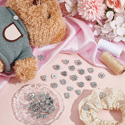48Pcs 12 Colors 1-Hole Alloy Rhinestone Shank Buttons BUTT-GA0001-43P-1
