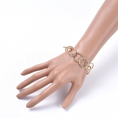 Aluminum Textured Cable Chain Bracelets & Necklaces Jewelry Sets SJEW-JS01094-03-1