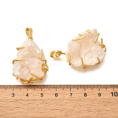 Electroplated Natural Druzy Agate Pendants G-K338-45G-02-1