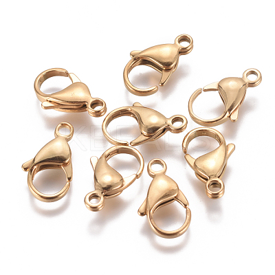 Ion Plating(IP) 304 Stainless Steel Lobster Claw Clasps STAS-F224-04G-1