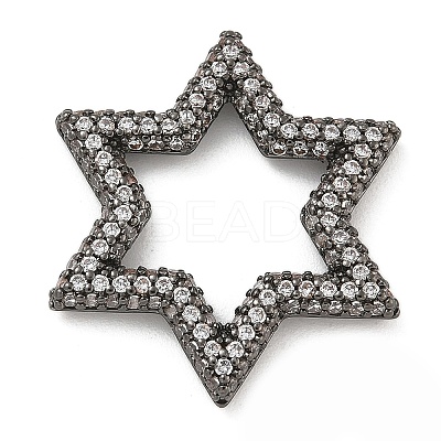 Rack Plating Brass Micro Pave Cubic Zirconia Star Linking Rings KK-A234-004B-07-1