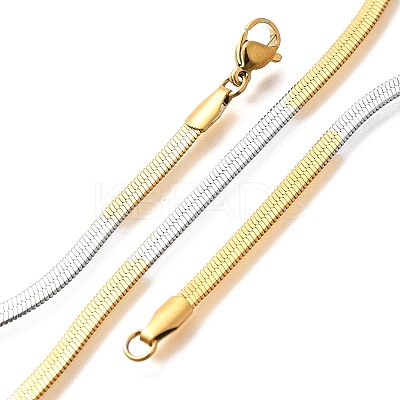 Stainless Steel Flat Snake Chain Necklaces for Men Women NJEW-G160-04GP-01-1