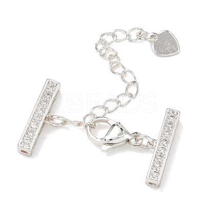 Brass Micro Pave Clear Cubic Zirconia Curb Chain Extender KK-G556-08P-02-1