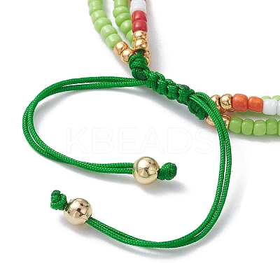 Adjustable Glass Seed Beaded Triple Layer Multi-strand Bracelet BJEW-MZ00048-1