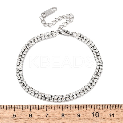 304 Stainless Steel Rhinestone Cup Chain Bracelets BJEW-P376-01P-1