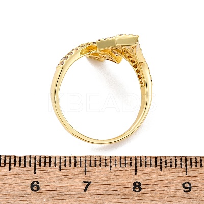 Brass Micro Pave Clear Cubic Zirconia Cuff Rings for Women RJEW-U043-11G-1