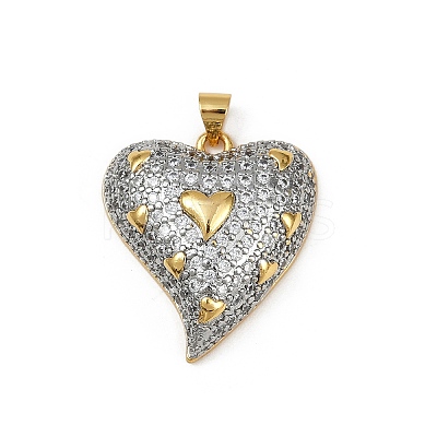 Brass Micro Pave Clear Cubic Zirconia Pendants KK-S528-20G-A-1