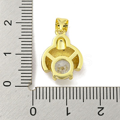 Rack Plating Brass Micro Pave Clear Cubic Zirconia with Enamel Pendant KK-B091-37G-02-1