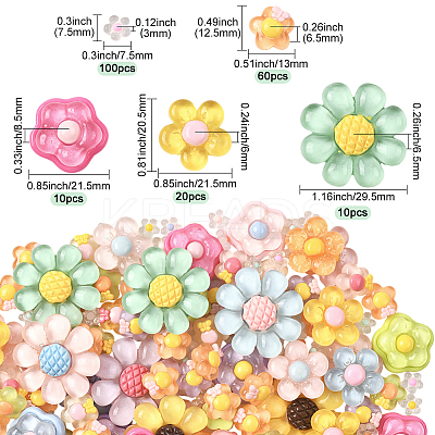 200Pcs 5 Styles Transparent Resin Cabochons CRES-SP0001-10-1
