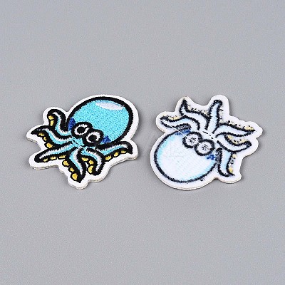 Octopus Rayon & Cloth Computerized Embroidery Cloth Iron on Sew on Patches DIY-N007-05-1