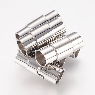 Tarnish Resistant Column Stainless Steel Locking Tube Magnetic Bracelet Necklace Clasps X-STAS-H019-4-1