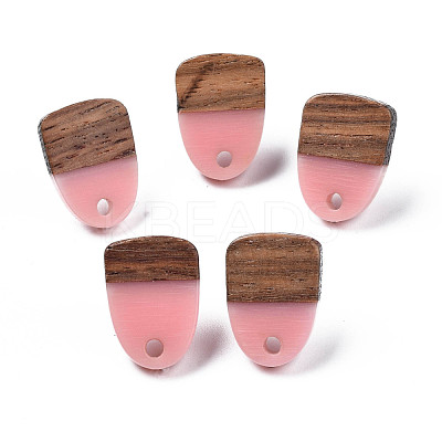 Resin & Walnut Wood Stud Earring Findings MAK-N032-026A-1