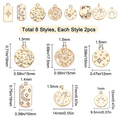16Pcs 8 Styles Alloy Pendants PALLOY-SC0003-77G-1
