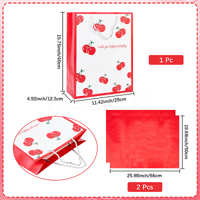 1Pc Valentine's Day Themed Cherry Printed Paper Bags ABAG-SP0001-12-1