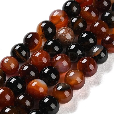 Natural Striped Agate/Banded Agate Beads Strands G-Z060-A01-C13-1
