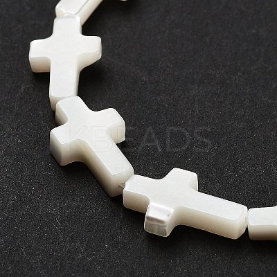 Natural White Mother of Pearl Shell Cross Beads Strands X-SSHEL-F0812C-1