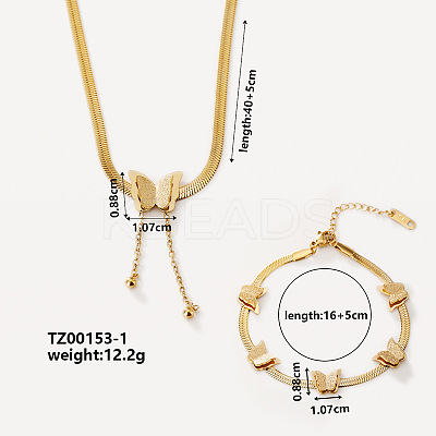 Elegant Butterfly 304 Stainless Steel Bracelets & Necklaces Jewelry Set for Chic and Stylish Look LS-JU8438-1
