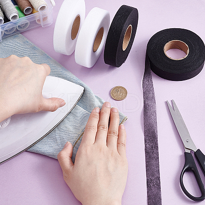 4 Rolls 2 Colors Double-sided Non Woven Fabric Fusing Tape Adhesive Hem Tape DIY-HY0002-88B-1