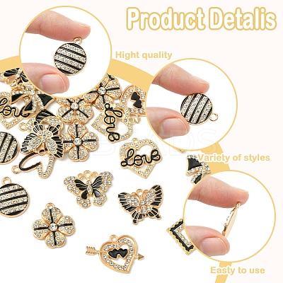 28Pcs 11 Styles Alloy Enamel Pendants FIND-FS0003-24-1