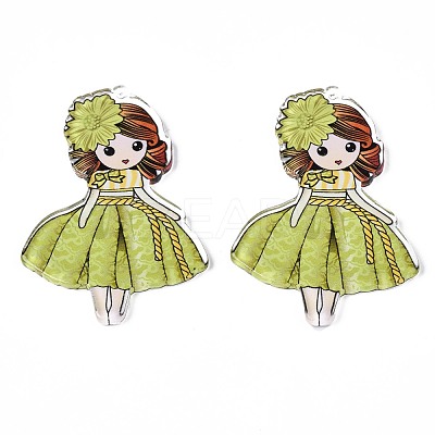 Transparent Printed Acrylic Big Pendants OACR-N133-012-1