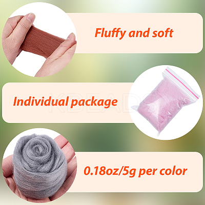 50G 10 Colors Needle Felting Wool Roving DIY-CP0013-77A-1