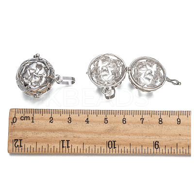 Brass Rhinestone Hollow Round with Heart Cage Pendants KK-E662-13P-NR-1