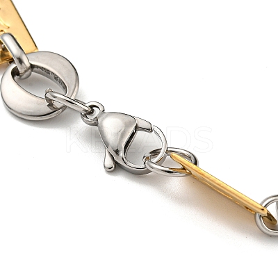 Ion Plating(IP) Two Tone 201 Stainless Steel Ring & Rectangle Link Chain Bracelet BJEW-B078-17GP-1